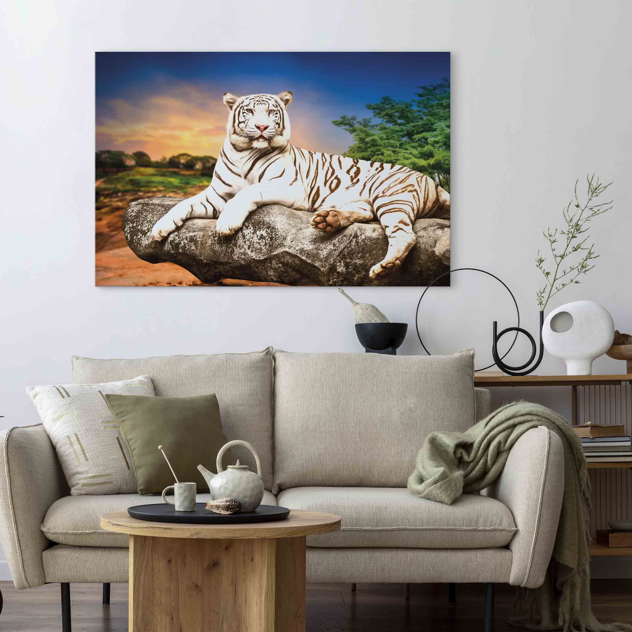 Tiger Wildtiere Natur Baum VLIES LEINWAND DEKO BILDER WANDBILD XXL WOHNZIMMER